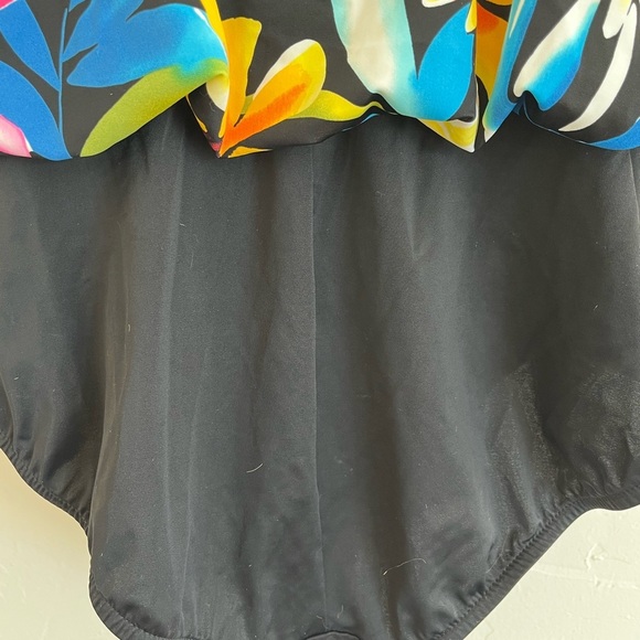 Maxine of Hollywood Black Tropical Floral Swim One Piece - Picture 6 of 8